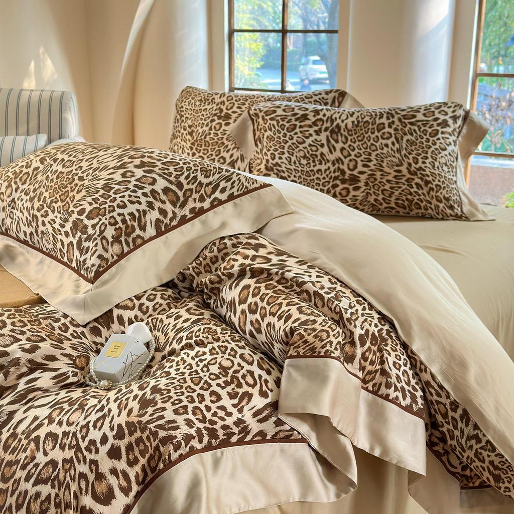 New 60s Lyocell Cool Feel Digital Print 4-Piece Bedding Set: Duvet Cover & Bed Sheet for 1.8m Bed