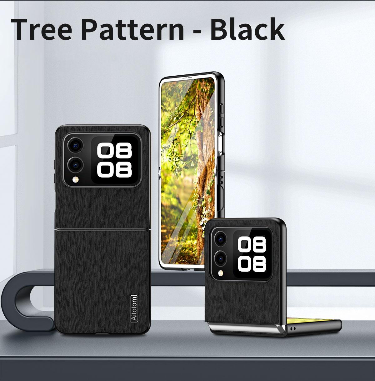 Tree Grain Case for Huawei Nova Flip 5G Luxury Back Shockproof Anti-fall Lens Full Cover Soft Bumper For Huawei nova Flip 5G 6.94 &Opp Bag чёрный