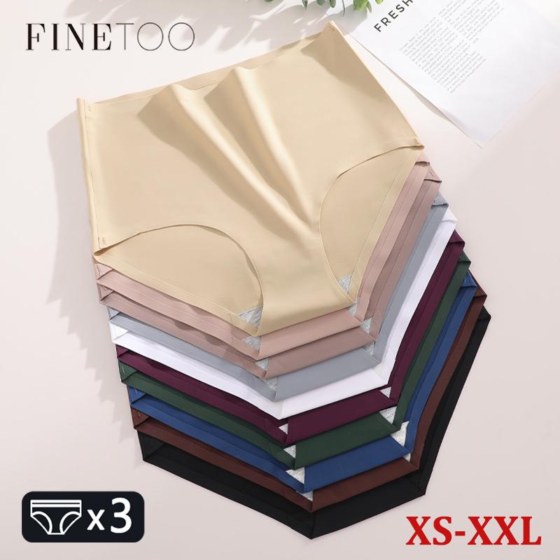 3Pcs Plus Size Ice Silk Underwear Women's Seamless Panties Sexy High Rise Traceless Invisible Briefs Breathable Lingerie