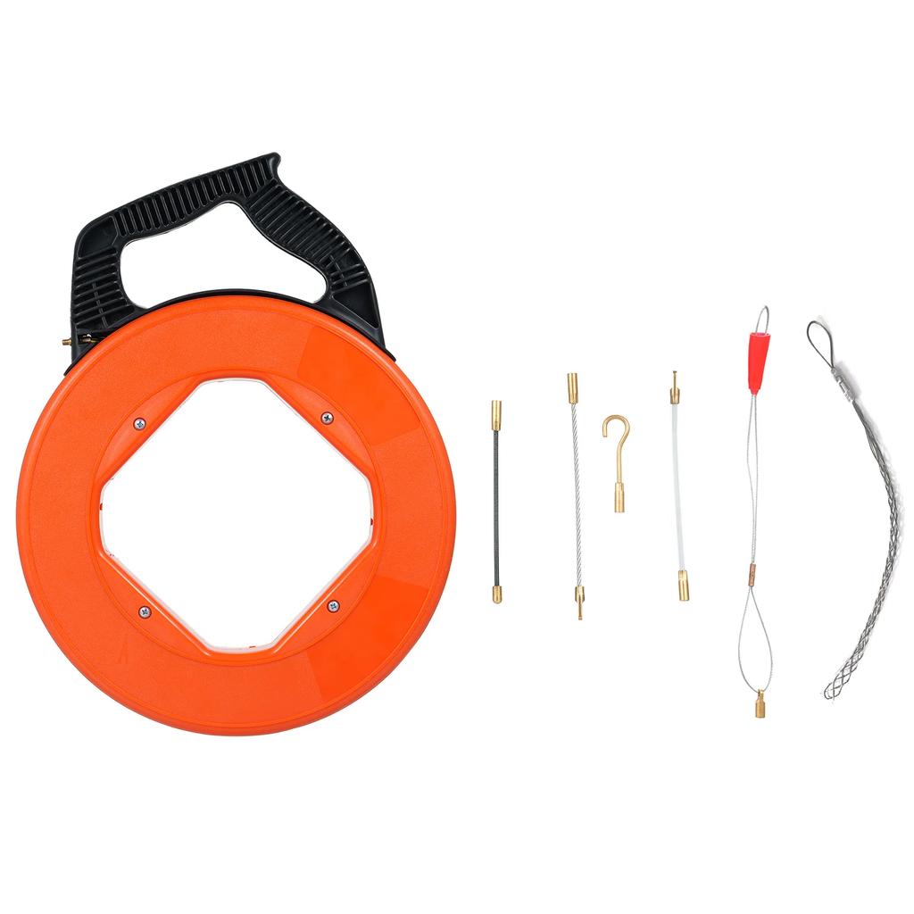 100FT Polyester Electrical Fish Tape Wire Puller Electrical Wire Puller with High Impact Case Cable Retractable Aid Polyester