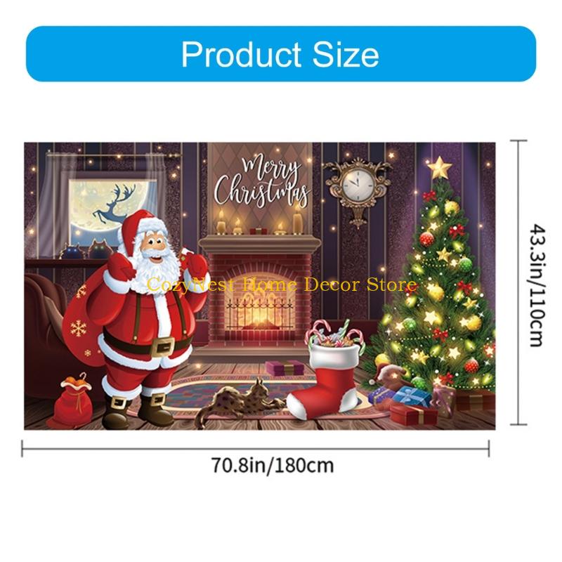 92MF 70.8x43.3Inch Christmas Scene Backdrop Polyester Cloth For Indoor Holiday Party Decorations And Photography Backgrounds