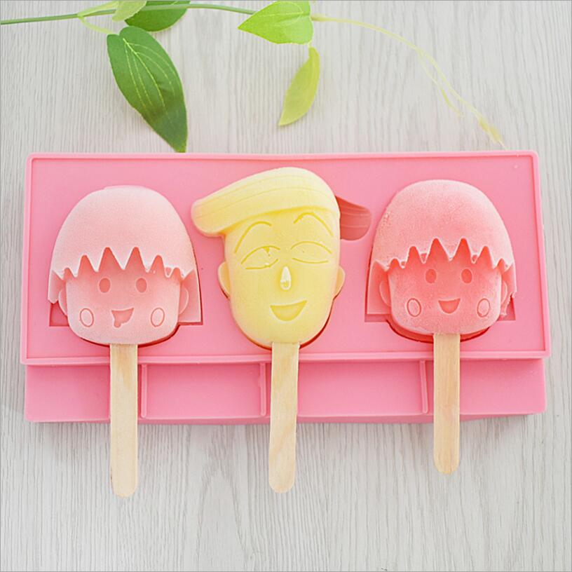 

3 Cavities Silicone Freezer Ice Cream Mold Candy Bar Making Tool Juice Popsicle Molds Children Pop Lolly Tray Ice Cube Maker