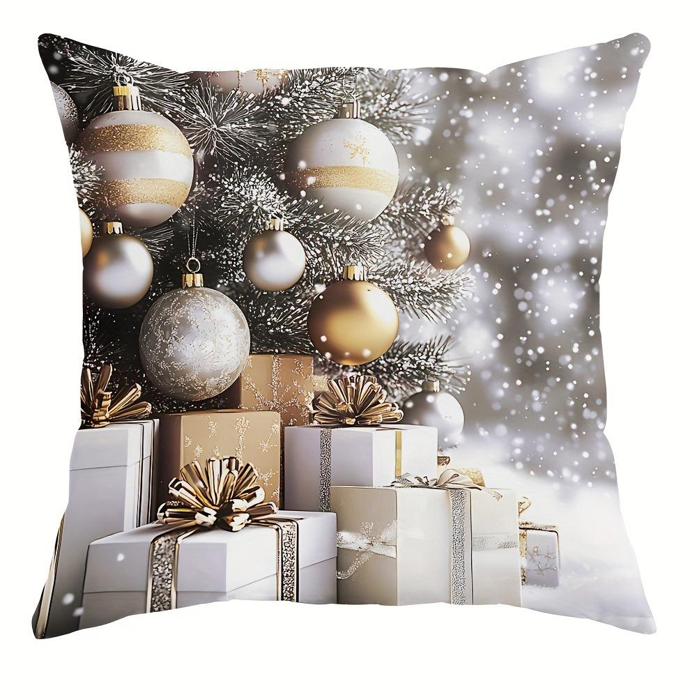 Рождественское украшение наволочка зимняя новогодняя елка цветной шар гирлянда узор подходит для дома комната диван подушка чехол 40x40cm 629₽