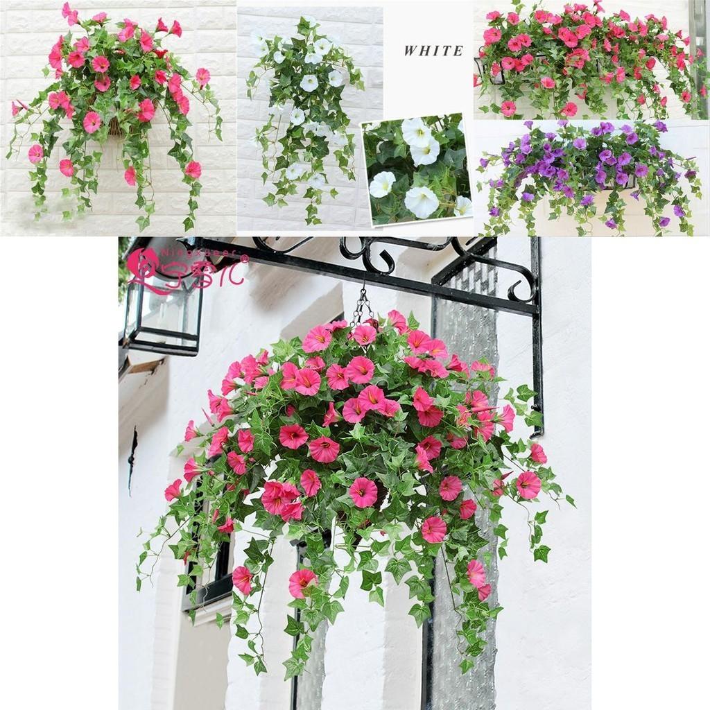 Lebensechter Hängekorb mit künstlicher Seiden-Prunkwinde für Heim-Wanddeko