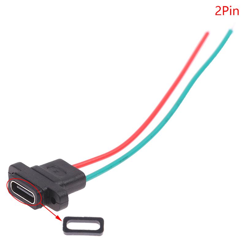 Type-C 2Pin 4Pin Welding Wire Female Waterproof Female Socket Rubber Ring High Current Fast Charging Port