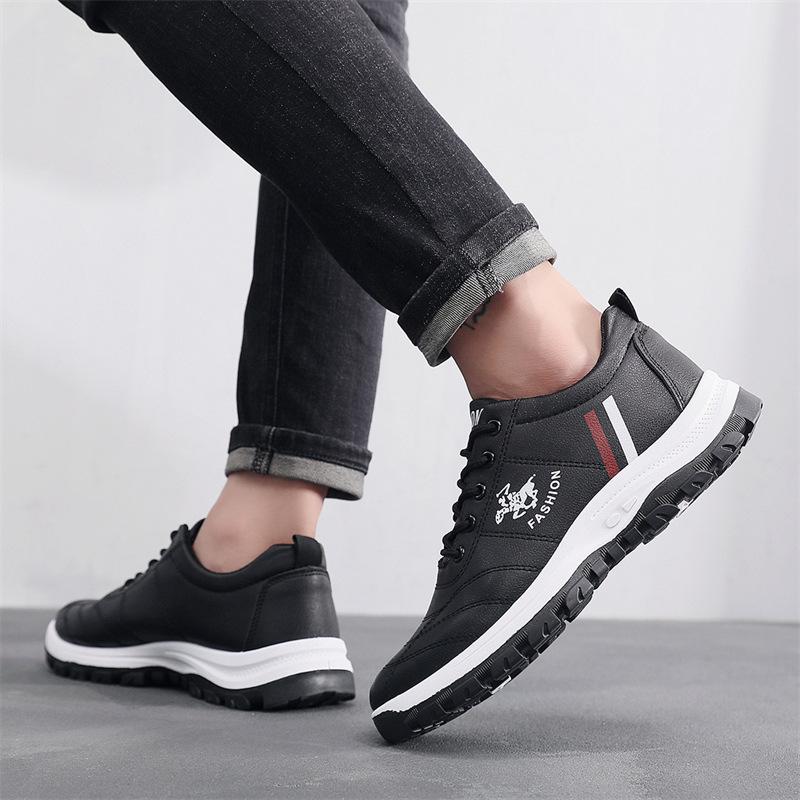 Sports Men's Shoes Spring Casual Shoes Leather Men's Shoes Comfortable White Shoes Student Outdoor Running Shoes Men's Sports Shoes