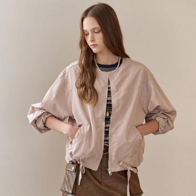 Simple Round Neck String Crop Zip Up Jumper Ze10qj006nh