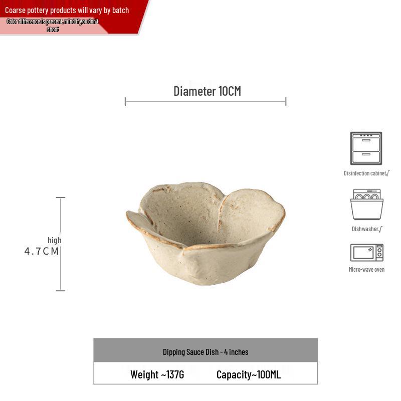 Vintage Aesthetic Ceramic Condiment Dish - Elegant Dipping Sauce Bowl for Home & Restaurant Use