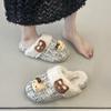 2025 autumn and winter cotton slippers new fashion trend small fragrant plaid cotton slippers warm home wear women's