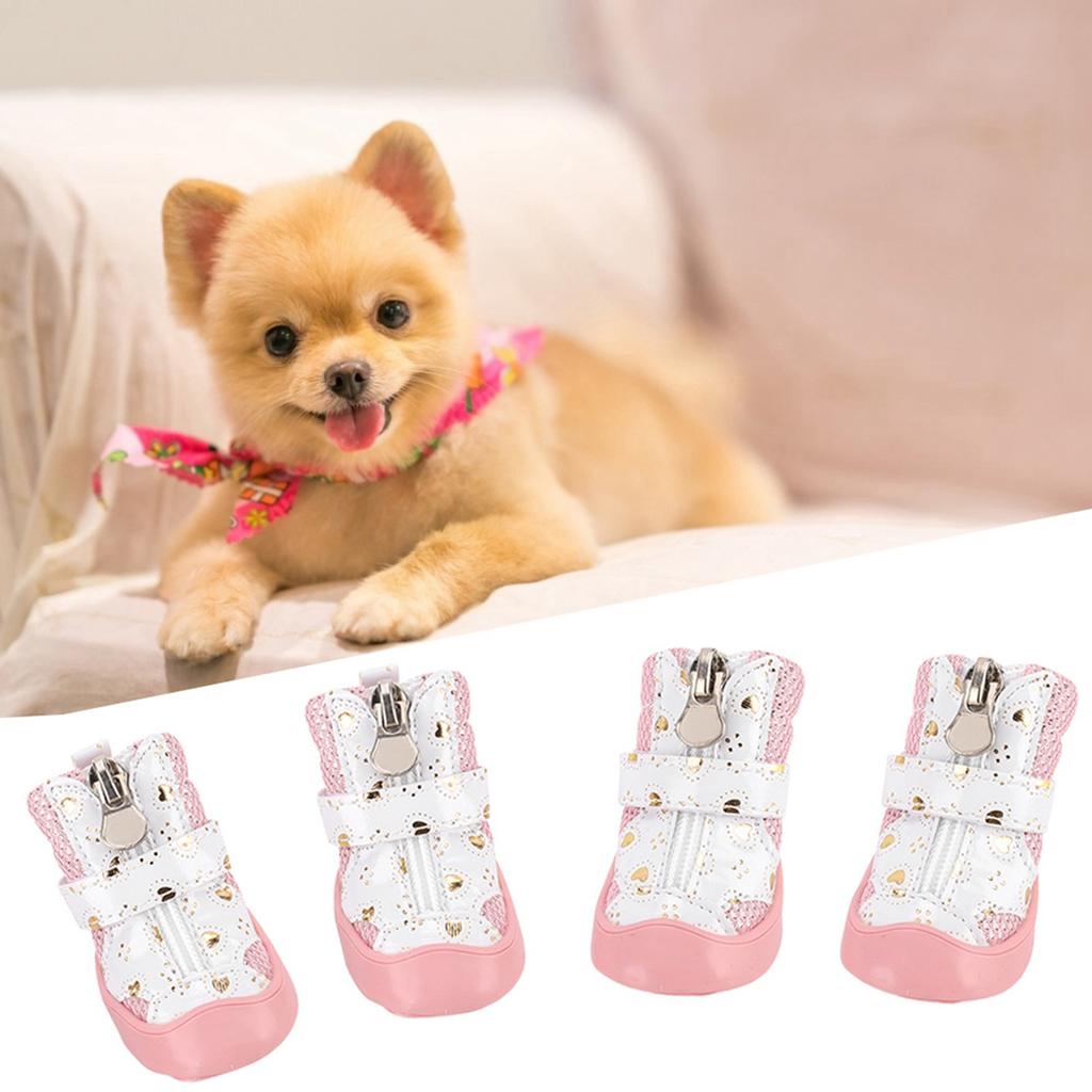 Lotto da 4 Pezzi Scarpe per Cani da Compagnia Cucciolo Antiscivolo Traspiranti in Rete Stivali da Passeggio per Esterno