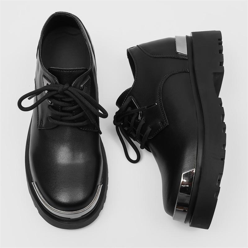Leather Shoes Men's Platform British Style Breathable Business Dress Shoes Men's Korean Version Casual Versatile Trend Wedding Men's Shoes