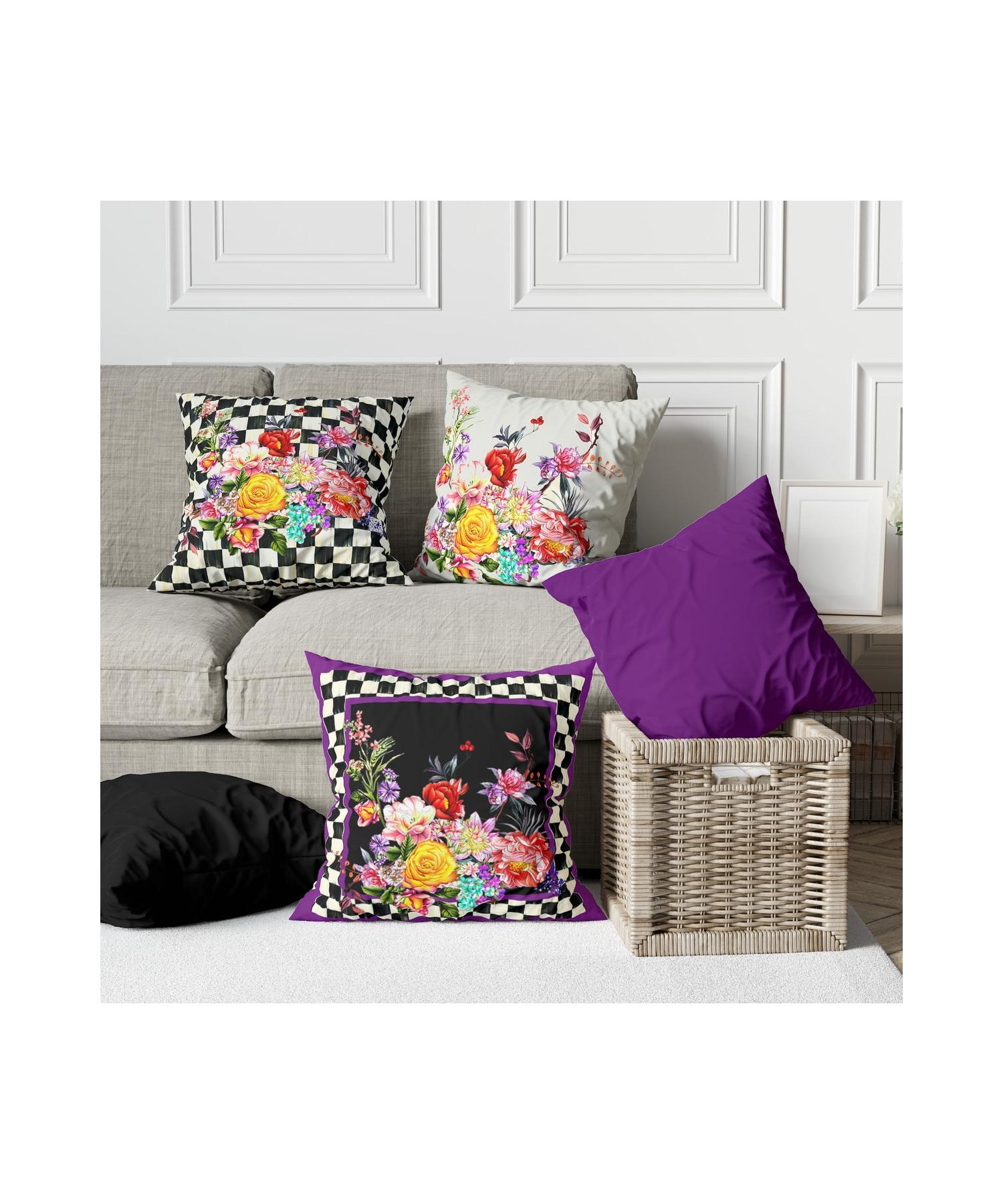 

Набор чехлов для декоративных подушек с двусторонним узором в винтажную клетку из 5 предметов