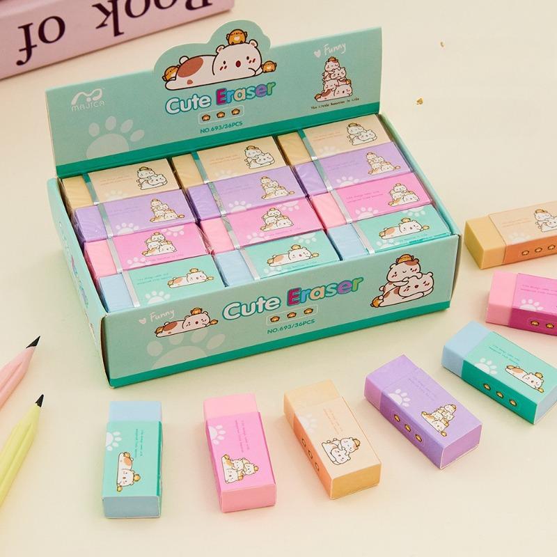 50pcs Cute Erasers Wholesale Fun Desk Pets Pencil Erasers for School Supplies Prize Office Supplies Gifts Party