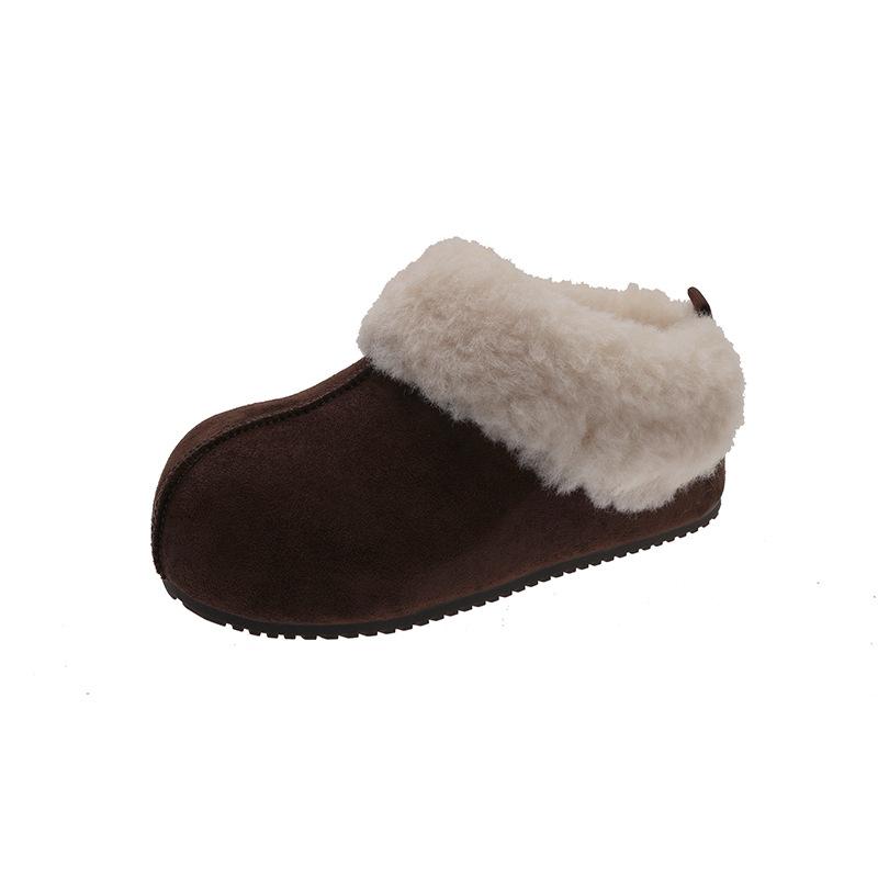 Retro Height-increasing Flip-flops for Women, New Fleece and Warm One-step Shoes