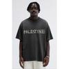 T-shirt Oversize Lavé avec Bande Palestine Hommes Femmes Coton Streetwear Haute Qualité Confortable Manches Courtes Vêtements Unisexe