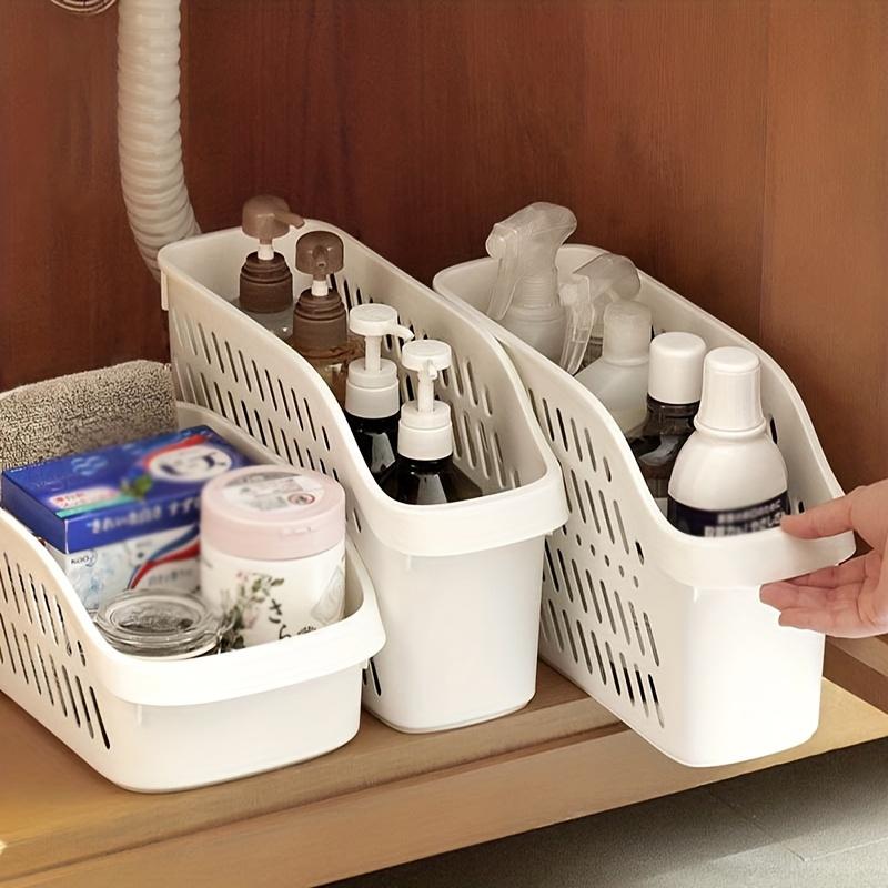 Vielseitige weiße Kunststoff-Aufbewahrungsbox, platzsparender Unterschrank-Organizer für Küche, Schlafzimmer & Büro - Mehrfach verwendbarer Hängekorb für Kosmetika