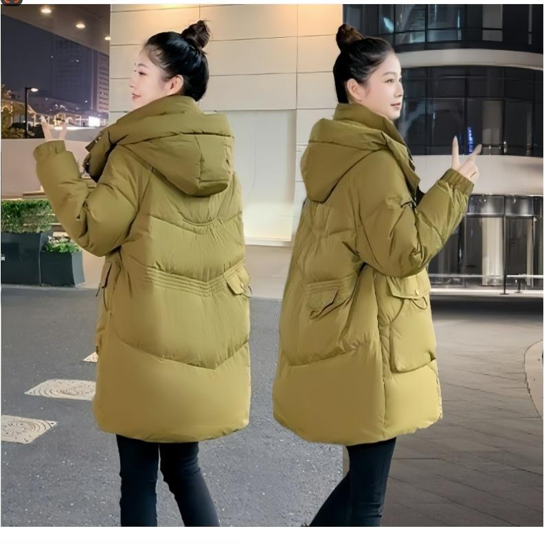 

Куртка средней длины с капюшоном на пуху и хлопковой подкладке, женская модная одежда для мамы, толстая теплая куртка на хлопковой подкладке для женщин S темно-зеленого
