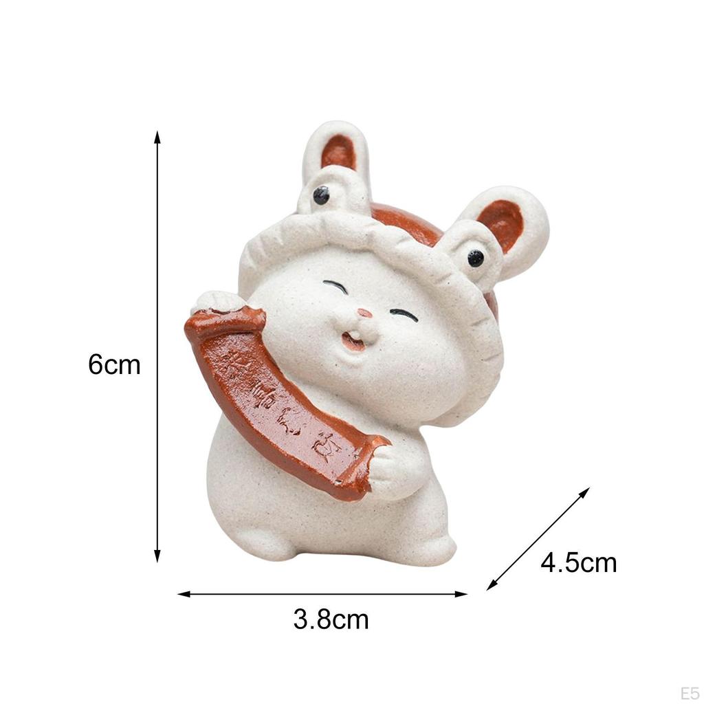 Bunny Sculpture Decor Chinese Year Desktop Home Mini Rabbit Statues Figurines for Dinning Room