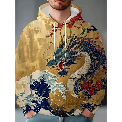 Erkek Sonbahar ve Kış 3D Baskılı Kapüşonlu Moda Çok Yönlü Trend Nefes Alabilir Günlük Kapüşonlular & Sweatshirtler (Erkeklerin)
