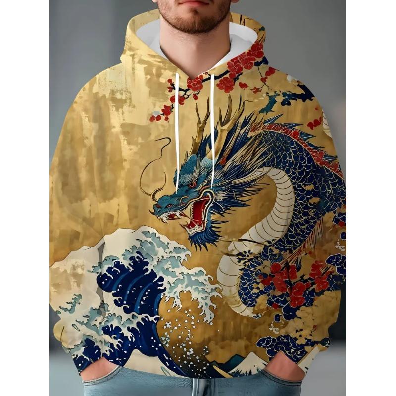 Men's Autumn and Winter 3D Printed Hooded Fashion Versatile Trend Breathable Casual Hoodies & Sweatshirts (men’s)