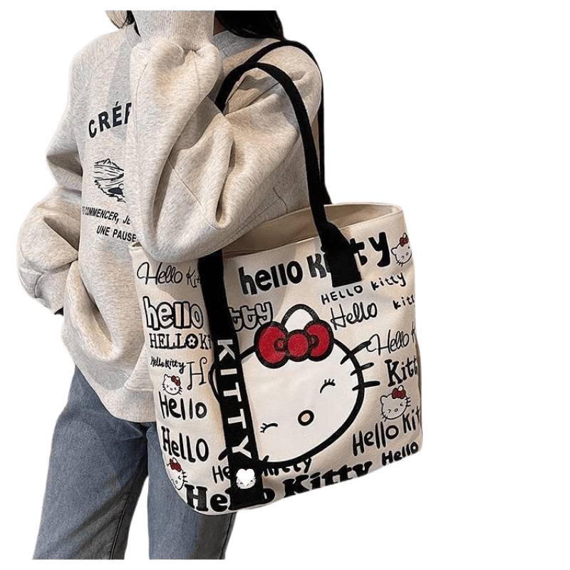 Cute Cartoon Canvas Tote Bag - Large, Versatile, Single Shoulder Bag for Women