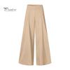 Solid Color Pants Women Elastic High Waist Wide Leg Casual Trousers Soft Comfortable Loose Fit Commuting Office Lady Workwear