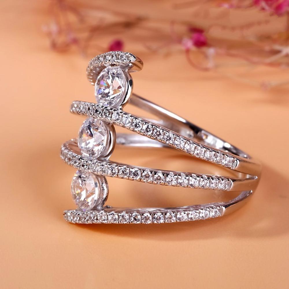 Elegant AAA Zircon Micro Paved Engagement Ring for Women Twisted Round Diamond Fashion Jewelry