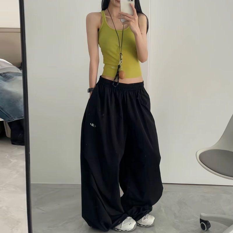 [Quick-drying] ins Internet celebrity retro American summer wide-leg loose sports dancing jazz casual tooling trousers