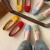 Hot Selling 2025 Soft Bottom Ballet Flats Low Heel Slip-On Round Toe Velvet Shoes with Bowknot Macaron Casual Women's Footwear