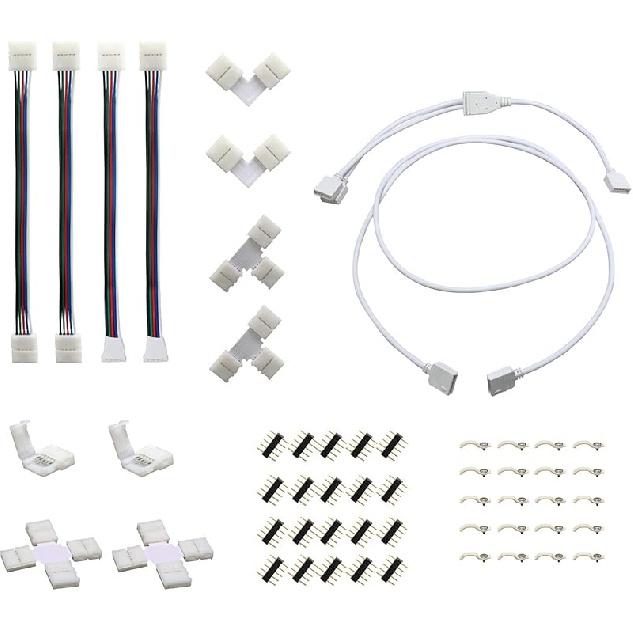 L Shape 5 Pins Connector 10mm Right Angle Corner Solderless Connector Clip for SMD 5050 RGBW RGBWW Fireproof Material 5 Conductor LED Strip Lights