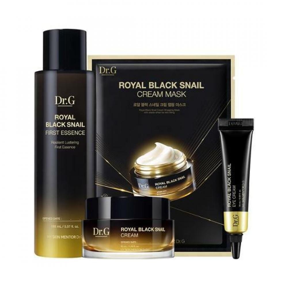 

Dr.G Royal Black Snail Special Set Первая эссенция 165 мл Крем 50 мл Крем для глаз 10 мл Маска в упаковке 1 шт.