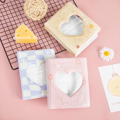 Fotoalbum s kresleným medvědem, 3" 64 kapes, s motivem srdce a dutými kapsami, pořadač karet K-pop, držák na karty s kapsami, držák na karty s jmenovkou, dárková kniha