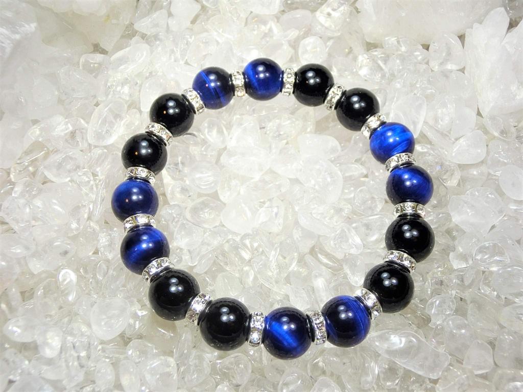 Increase Your Luck with This Lucky Bracelet Large Size Featuring Blue Tiger Eye and a Natural Stone Power Stone Size Promotes Financial and Career
