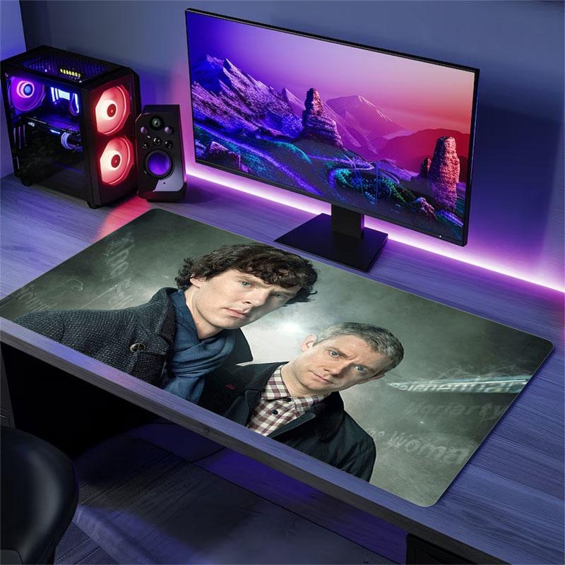 Watson&Sherlock Mouse Pad, Large Gaming Desk Mat, Non-slip XXL Mousepad for Laptop & Tablet, Mini PC Playmat with Stitched Edges
