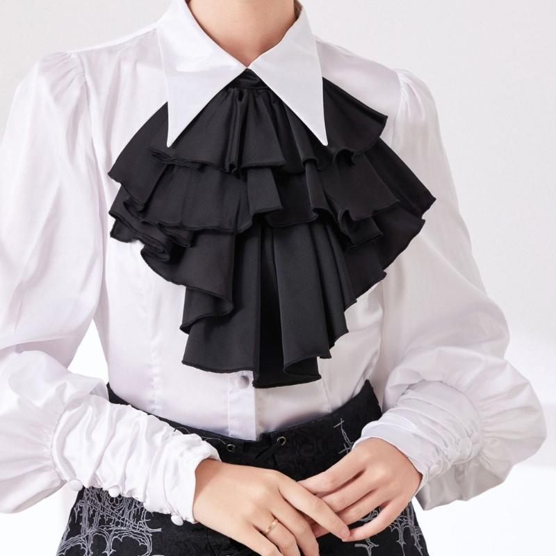 Adjustable Multi Layer Flouncing Detachable Collar For Blouses Dresses Gothic Fashion Accessory In White