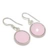 Pink Chalcedony Gemstone Handmade 925 Sterling Silver Jewelry Earring 1.46" KJ-764