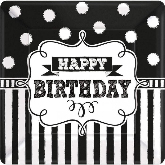 Amscan Talerze na przyjęcie urodzinowe z tablicy papierowej (Paczka 8)