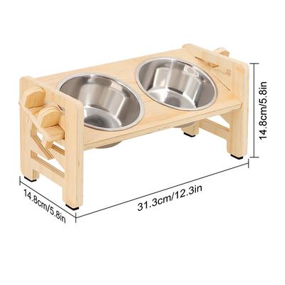 Gamelles Surélevées Inclinables Réglables pour Chiots Chats avec 2 Gamelles en Acier Inoxydable pour Chiots Chats Accessoires