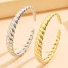18K Gold Vacuum-Plated Twisted Cable Knit Open Cuff Bangle for Women