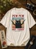 Pew Pew Cat Vintage Tee – Funny Retro Graphic Japanese Style Shirt
