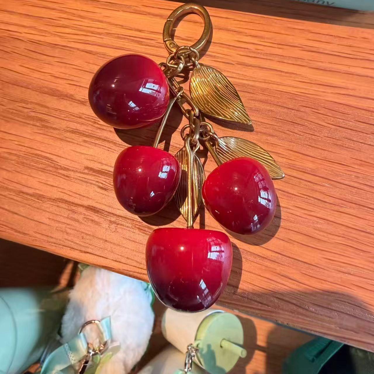 Cherry Bag Hanging Cherry Keychain Pendant Women S Bag Fruit Pendant, Car Key Pendant
