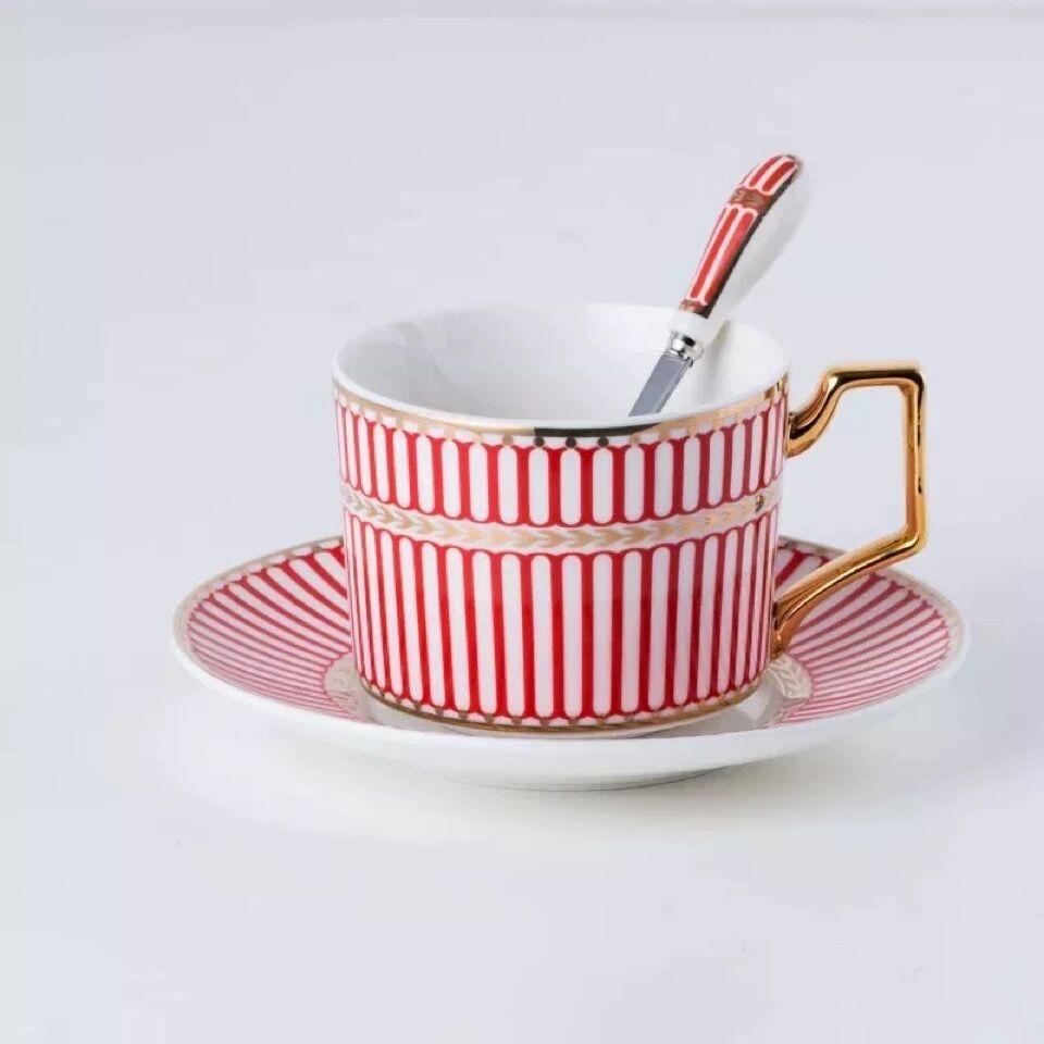 British Style Luxury Moroccan Coffee Cup Saucer Spoon Set Ceramic Mug Porcelain Simple Tea Cup Sets Kitchen