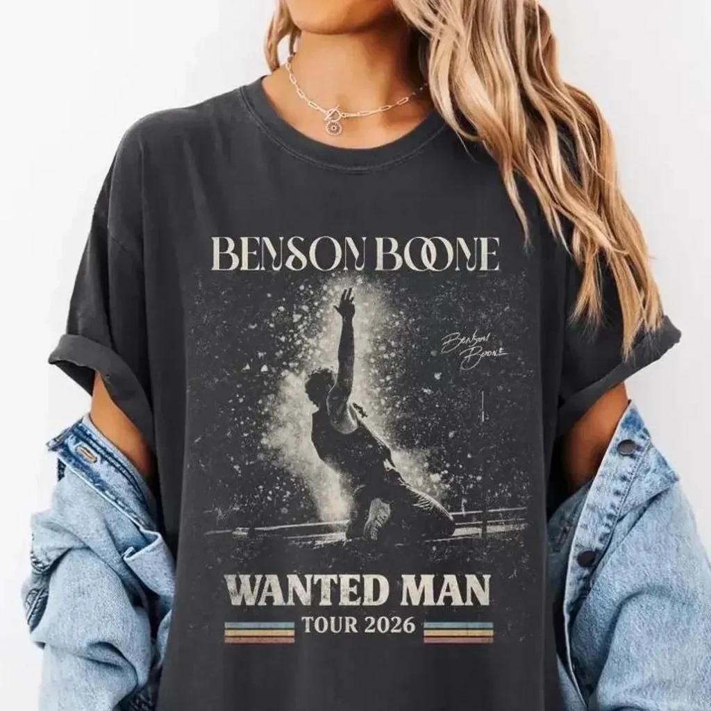 CHAUD!!! T-shirt de concert Benson Boone Wanted Man Tour 2026, T-shirt graphique rétro