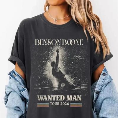 חַם!!! חולצת קונצרט Benson Boone Wanted Man Tour 2026, חולצה גרפית רטרו