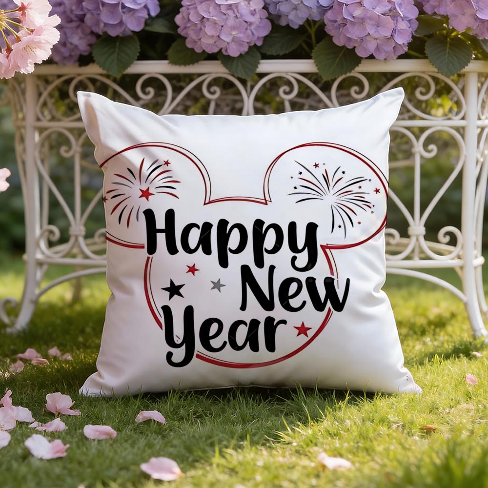 Holiday New Years Day Cushion Cover Home Car DualScene Pillow Cover Reversible for Premium Comfort
