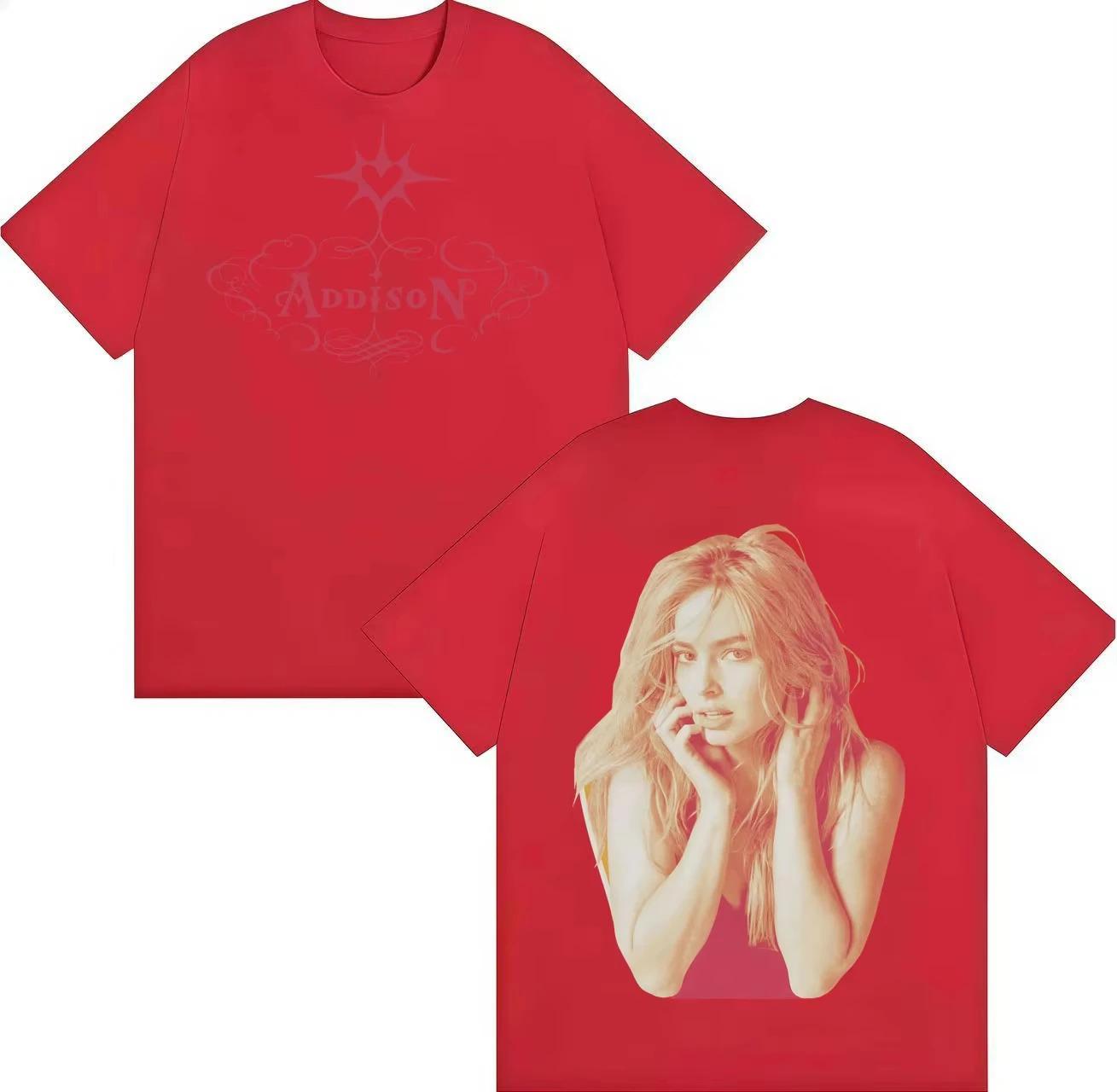 

Singer Addison Rae Double Sided Print Tee Unisexs Women Punk TShirt Harajuku Pure Cotton Crewneck Y2K Short Sleeve T Shirts 4XL