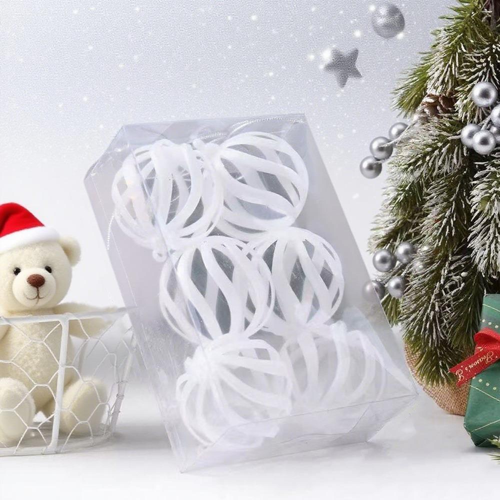 6Pcs 6cm Hollow Ball Pendants Glitter Christmas Tree Spheres Pendant  New Year