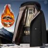 Thermo-Parka Herren Abnehmbare Kapuze Herren Winterjacke Winddicht Baumwollgepolsterte Jacken Mantel Fleecefutter Ski Schneejacke Übermantel