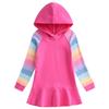 Spring Autumn Lotus Leaf Edge Cartoon Rainbow Girls' Dress Cotton Children's Long Sleeve Hoodie Hundred Fold Princess Dress