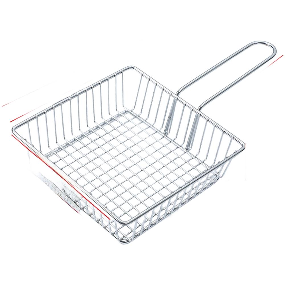 Deep Fryer Accessory Stainless Fry Basket Restaurant Frying Home Cooking Square Rose Gold Comfortable Grip Frying Tool